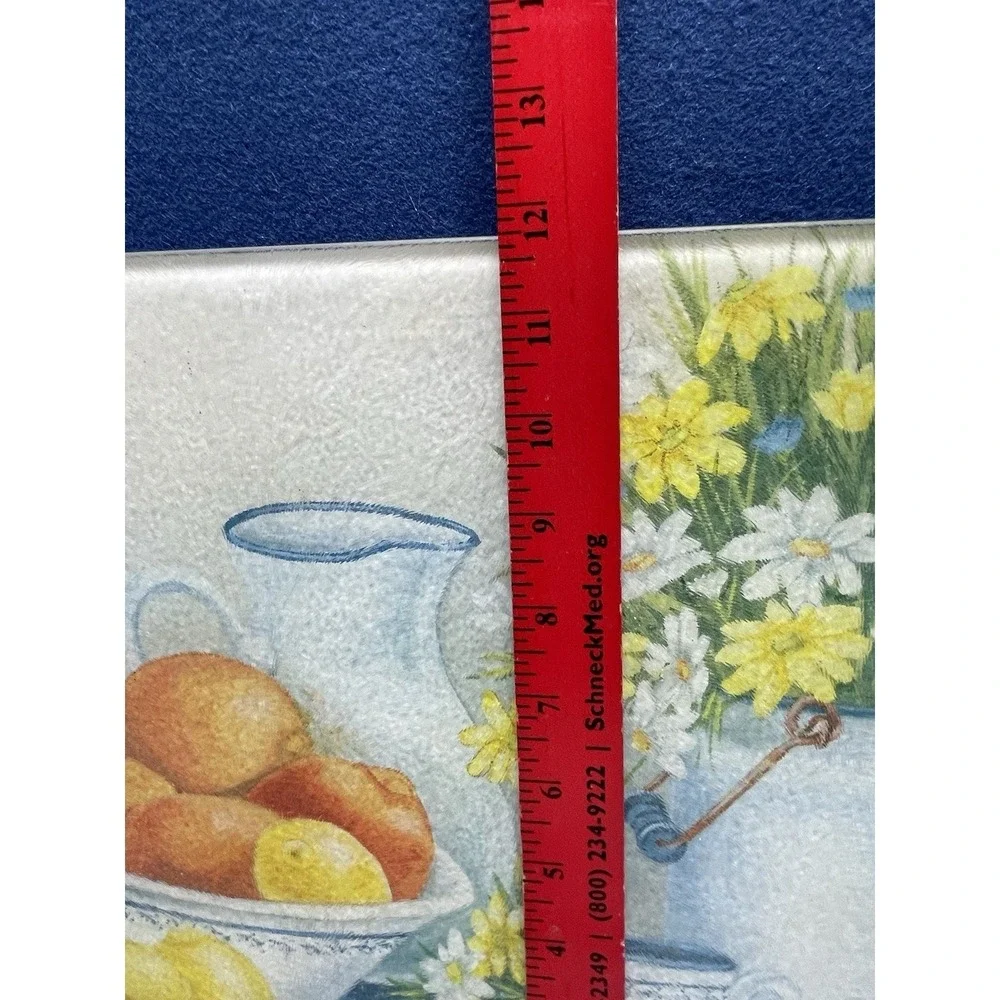 Tempered Glass Cutting Board Daisy Bowl Yellow Blue - 15